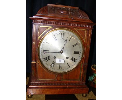 A 19th century bracket clock with silver dial - 46cm high