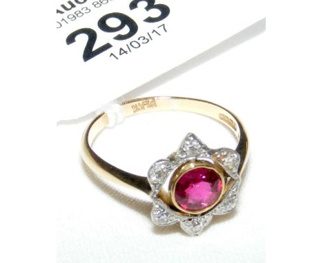 A ruby and diamond ring