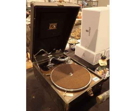 Vintage portable His Masters Voice record player 