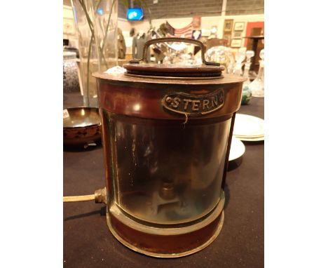 Copper and brass ships stern lamp H: 30 cm