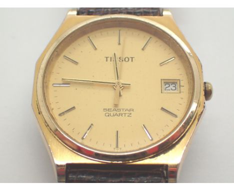 Tissot gents Seastar quartz wristwatch on a leather strap  CONDITION REPORT: this item was working at the time of lotting up 