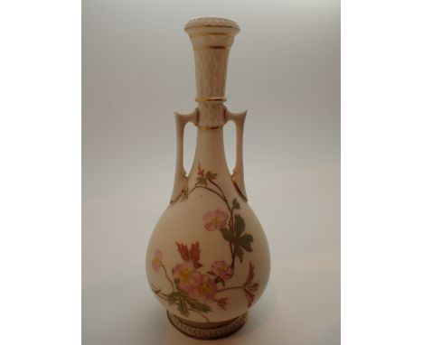 Royal Worcester twin handled blush ivory vase