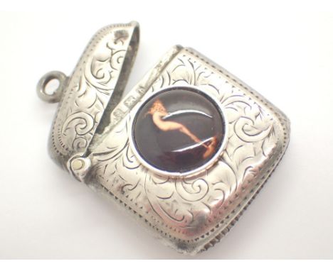 Silver vesta case with nude enamel 