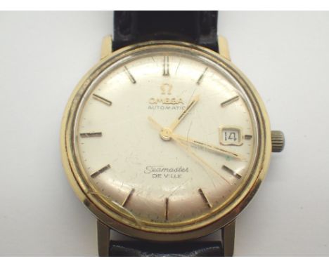 Omega Seamaster De Ville automatic gents wristwatch on leather strap  CONDITION REPORT: This item was working at the time of 