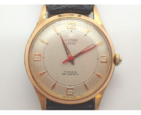 Swiss manual wind gents wristwatch 17 jewels named H Stone Leeds CONDITION REPORT: this item was working at lotting up 