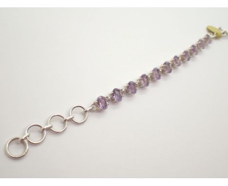 925 sterling silver amethyst set fancy bracelet