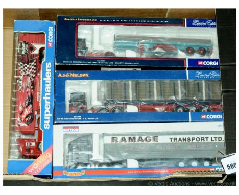 Corgi Modern Trucks in 1/50 Scale - to include DAF Spacecab with Curtainside Trailer "Ramage", ERF Tractor Unit with Log Trai