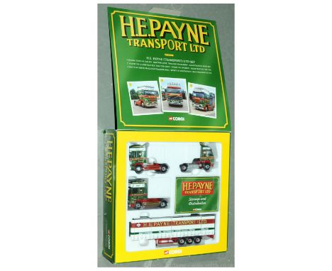 Corgi a boxed 1/50th scale CC99147 Multi Vehicle Set "H.E. Payne Transport Ltd" which comprises of a Scania Topline 124/420 T