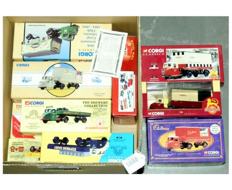 Corgi Classics a group of Scammell Scarab Commercials - livery's include Royal Mail Van; M&amp;B &amp; Bulmers Brewery Wagons