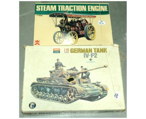 Bandai and Imai large scale plastic model kits (1) Bandai Steam Traction Engine - kit contains parts to build a 1/16th scale 