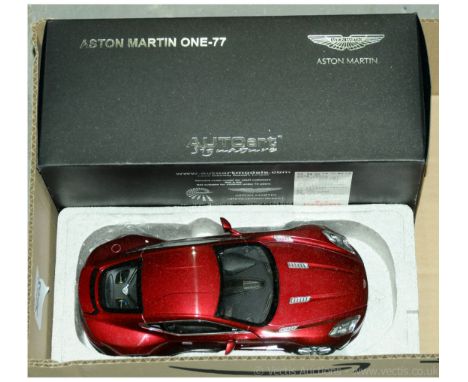 Autoart (Signature Series) a boxed 1/18th scale Aston Martin One-77 in Diavolo red and comes complete with numbered certifica