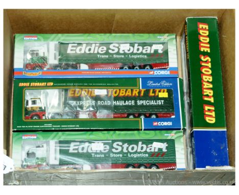 Corgi a boxed Eddie Stobart Truck group to include CC13415 MAN TGA XXL Curtainside 'Eddie Stobart Ltd', CC12901 Scania Toplin