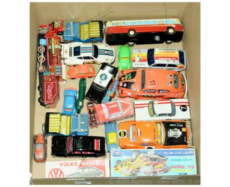 Asahi (Japan), Scalextric, Tekno &amp; other assorted Tinplate &amp; Plastic Car Models - to include Asahi Camaro Rally Car -