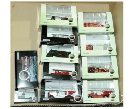 Oxford Diecast a boxed Fire Service related group to include 76TLM001 Leyland TLM Fire Engine 'London Fire Brigade', 76REG002