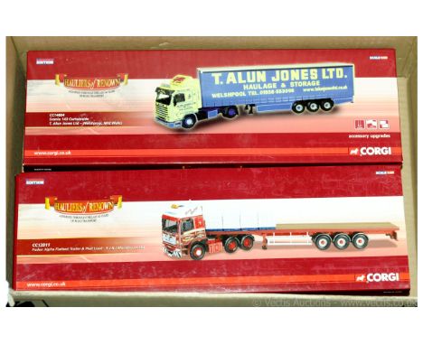 Corgi (Hauliers of Renown Series) a boxed pair of 1/50th scale Articulated Truck/Trailer models comprising of CC14804 Scania 