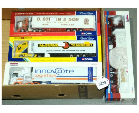 Corgi a boxed Truck group to include CC13414 MAN TGA XXL Step Frame Fridge Trailer 'Innovate Logistics', CC12933 Scania Topli