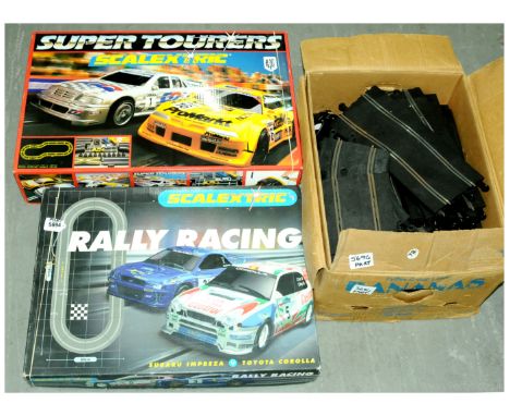 Scalextric Sets and a quantity of track - Sets comprise Rally Racing with Subaru Impreza &amp; Toyota Corolla Cars, together 