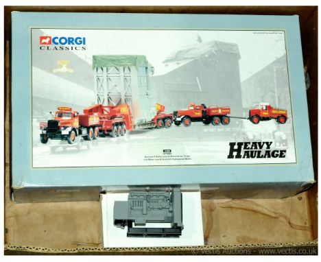 Corgi Classics Heavy Haulage; Wynn's Presentation Set with 2 x Diamond T Ballast Tractors, 24-Wheel Girder Trailer with Boile