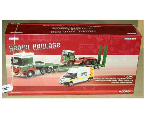 Corgi (Heavy Haulage) a boxed 1/50th scale set CC13912 comprising of a Foden Alfa Nooteboom step frame trailer, Atkinson Vent