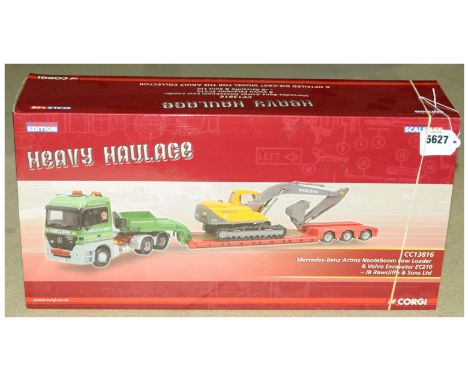 Corgi (Heavy Haulage) a boxed 1/50th scale set CC13816 comprising of Mercedes-Benz Actor Nooteboom Low Loader and Volvo Excav