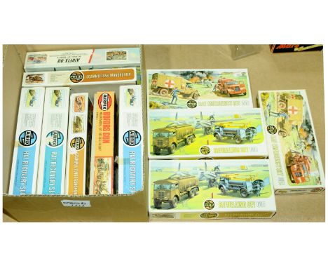 Airfix HO Scale boxed Military Vehicle Kits - to include 2 x RAF Emergency Set, 3 x RAF Refuelling Set, 2 x Tank Transporter,