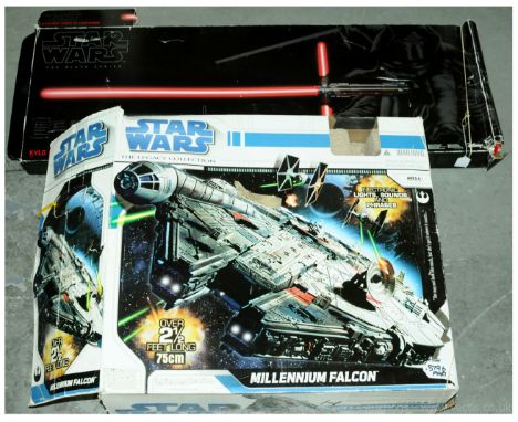 Star Wars Lightsaber and Millennium Falcon model - comprising a Hasbro Kylo Ren Force FX Lightsaber together with a Hasbro Mi
