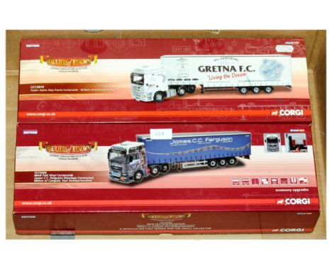 Corgi a boxed Hauliers of Renown pair to include CC13910 Foden Alpha Step Frame Curtainside 'William Armstrong/Gretna FC' &am