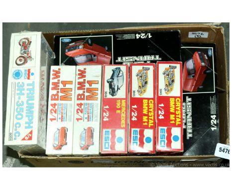 Esci &amp; similar - a boxed group of mainly 1/24 and similar Scale plastic model kits all comprising of Motor Vehicles, Spor