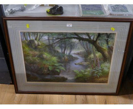 Framed pastel woodland scene signed Graham Twyford 1988