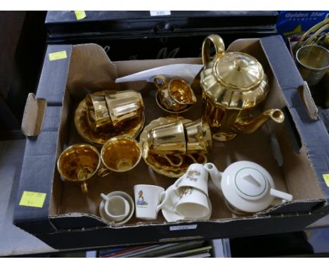 Wade gold coloured coffee set and child's nursery rhyme tea set