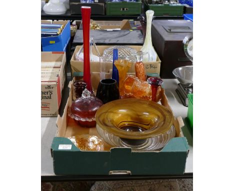 Two boxes of Art Glass, Carnival Glass etc
