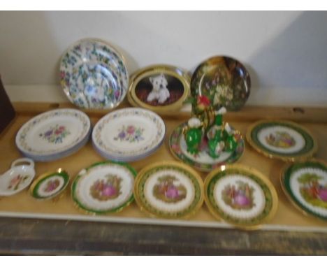 A collection of decorative plates including Royal Worcester