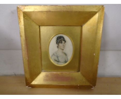 A small portrait of a lady in a guilt frame 14x15cm