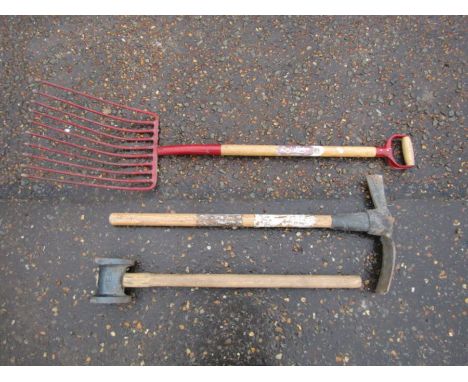 Pick axe, potato fork and fencing maul