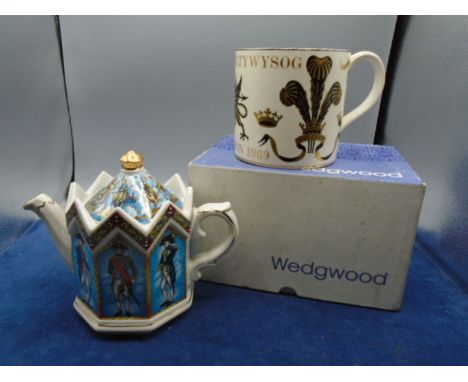 Sadler Battle of Trafalgar &amp; Lord Nelson teapot plus a boxed Wedgwood Prince of Wales Guyatt large mug