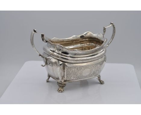 GEORGE III IRISH PROVINCIAL TWO-HANDLED SUGAR BASIN
on claw feet with gadrooned borders, by Carden Terry &amp; Jane Williams