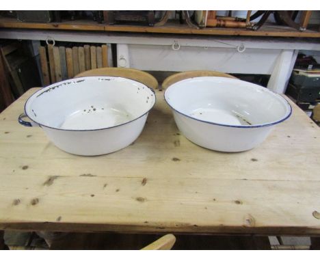2 enamel wash bowels approx 50cm across