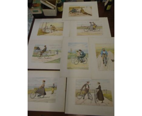 Edmund G. Fuller comical cycling prints x8