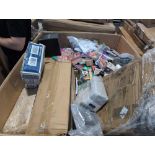 Miscellaneous pallet, books, trash bags, bedding sheets & More