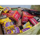 Big box store in a box food edition: trail mix, Cheerios, spam, Ben's rice, green Mountain, coffee,