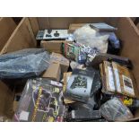Miscellaneous pallet books, wood, sculptures, cards, wireless phone charger and more