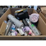 Miscellaneous pallet, diapers, Dewalt T stack, rug, water, bottle, floor, mats, Hydro, flask, and mu