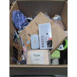Miscellaneous pallets, sheet set, backpack, notebooks, mop, bucket, garbage can, Binkies, and more