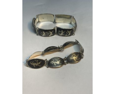 TWO SIAM SILVER 925 BRACELETS GROSS WEIGHT 44 GRAMS 