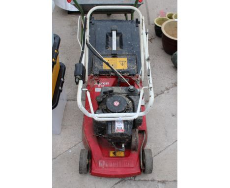 A MOUNTFIELD PETROL ENGINE LAWN MOWER WITH GRASS BOX 