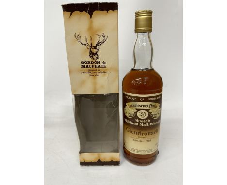 A BOXED 1960 BOTTLE OF GORDON &amp; MACPHAIL CONNOISSEURS CHOICE 25 YEAR OLD SCOTCH HIGHLAND MALT WHISKY FROM THE GLENDRONACH