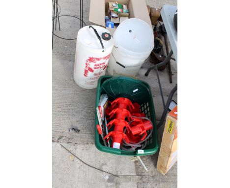 AN ASSORTMENT OF BREWING ITEMS TO INCLUDE A BOTTLE DRAINER AND A CORKING TOOL ETC 