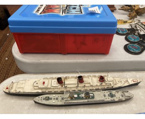 TWO VINTAGE DIE-CAST SHIPS QUEEN MARY AND BRITANNIC 