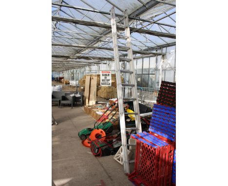 A 24 RUNG TWO SECTION ALUMINIUM EXTENDING LADDER 