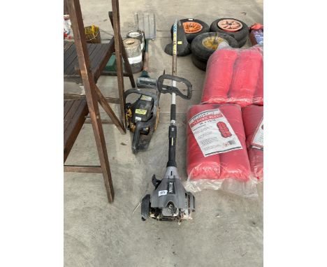 A TITAN PETROL GRASS STRIMMER AND A PETROL CHAINSAW 